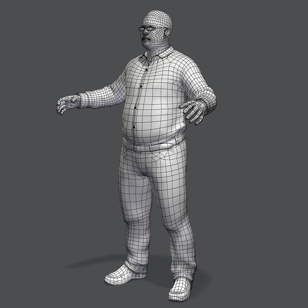 Realistic Man in Jeans and Shirt Low-poly 3D model_45