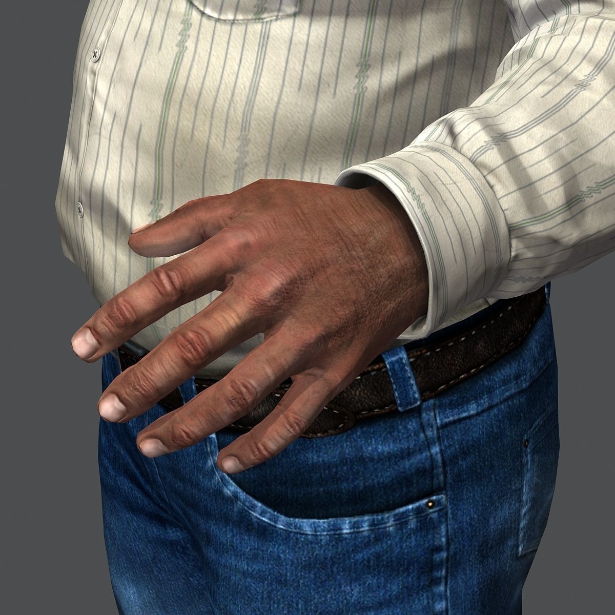 Realistic Man in Jeans and Shirt Low-poly 3D model_42