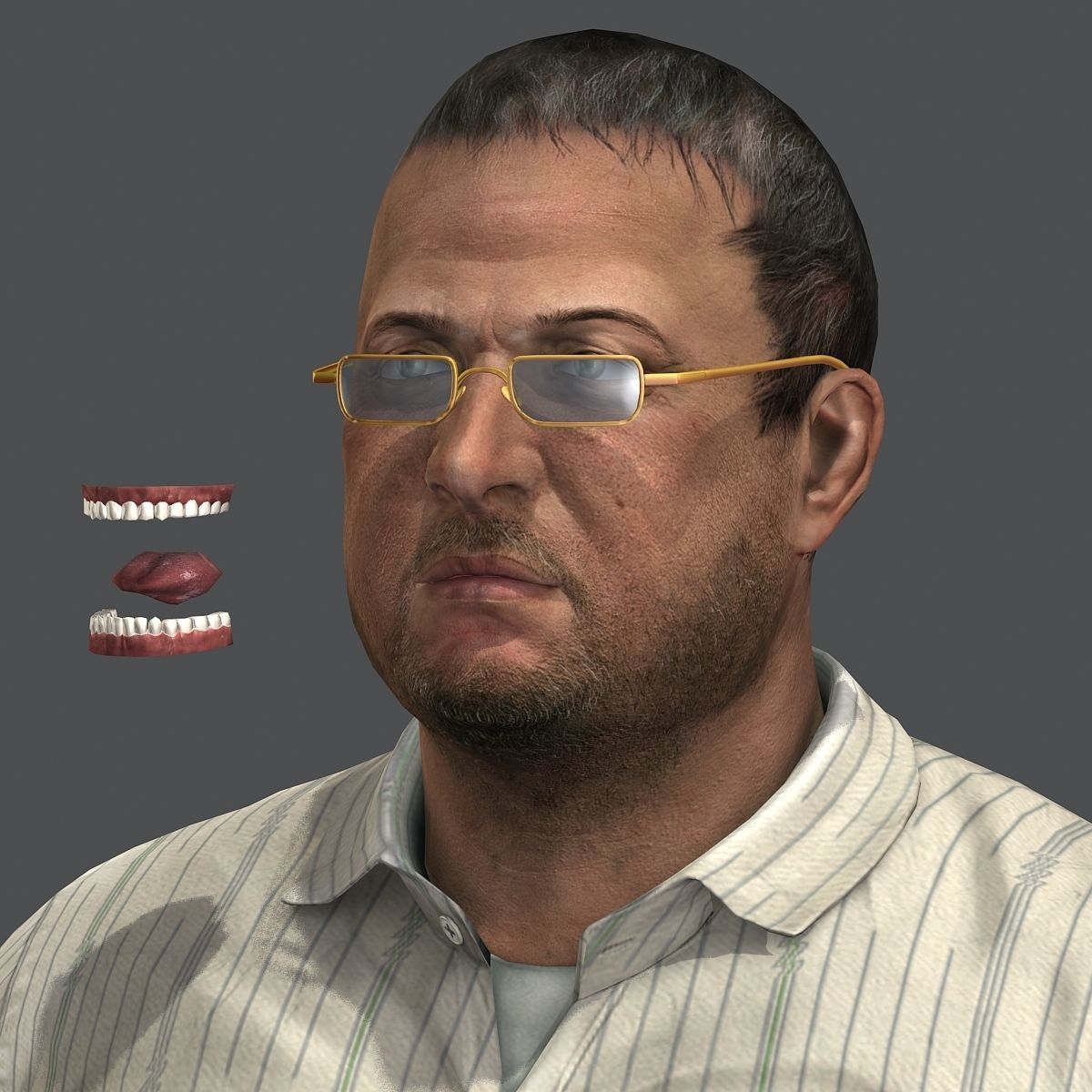 Realistic Man in Jeans and Shirt Low-poly 3D model_44