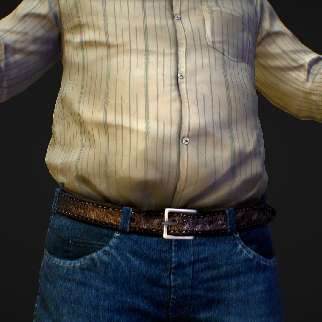 Realistic Man in Jeans and Shirt Low-poly 3D model_11