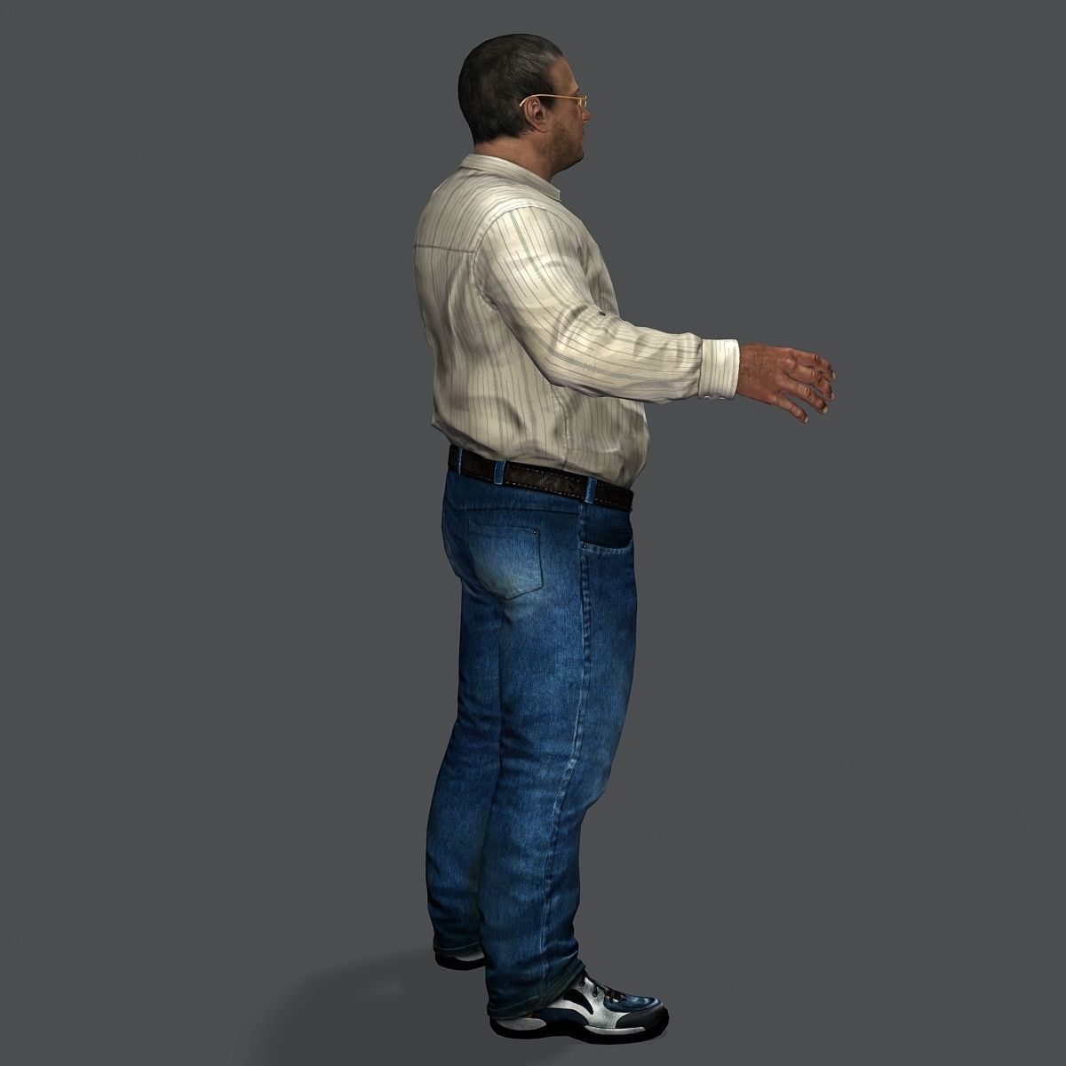 Realistic Man in Jeans and Shirt Low-poly 3D model_35