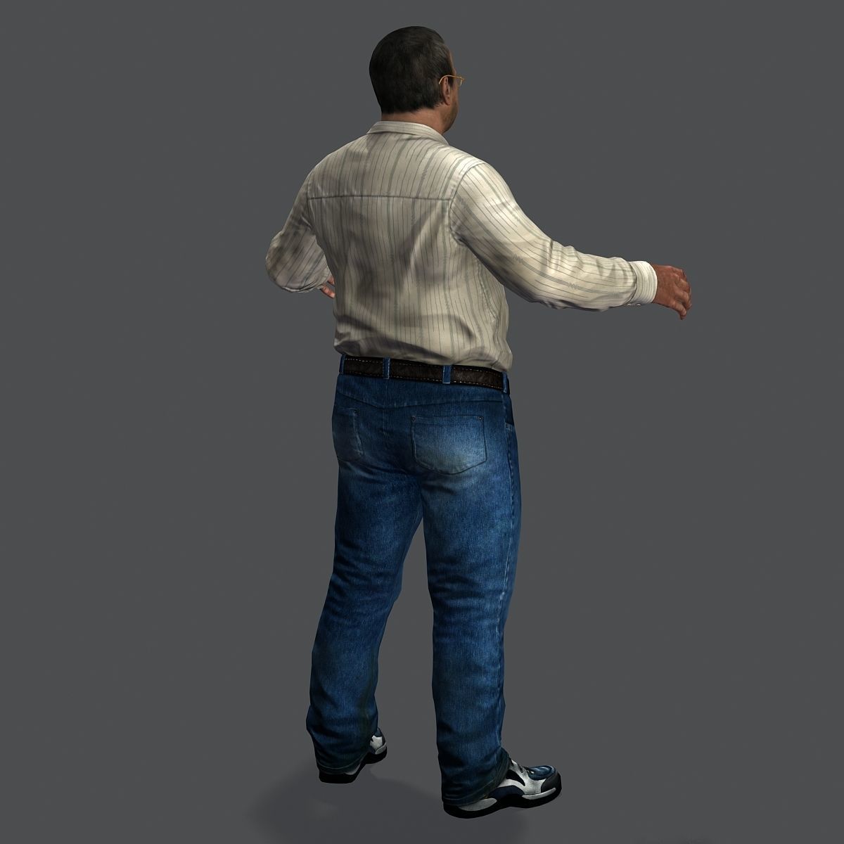 Realistic Man in Jeans and Shirt Low-poly 3D model_34