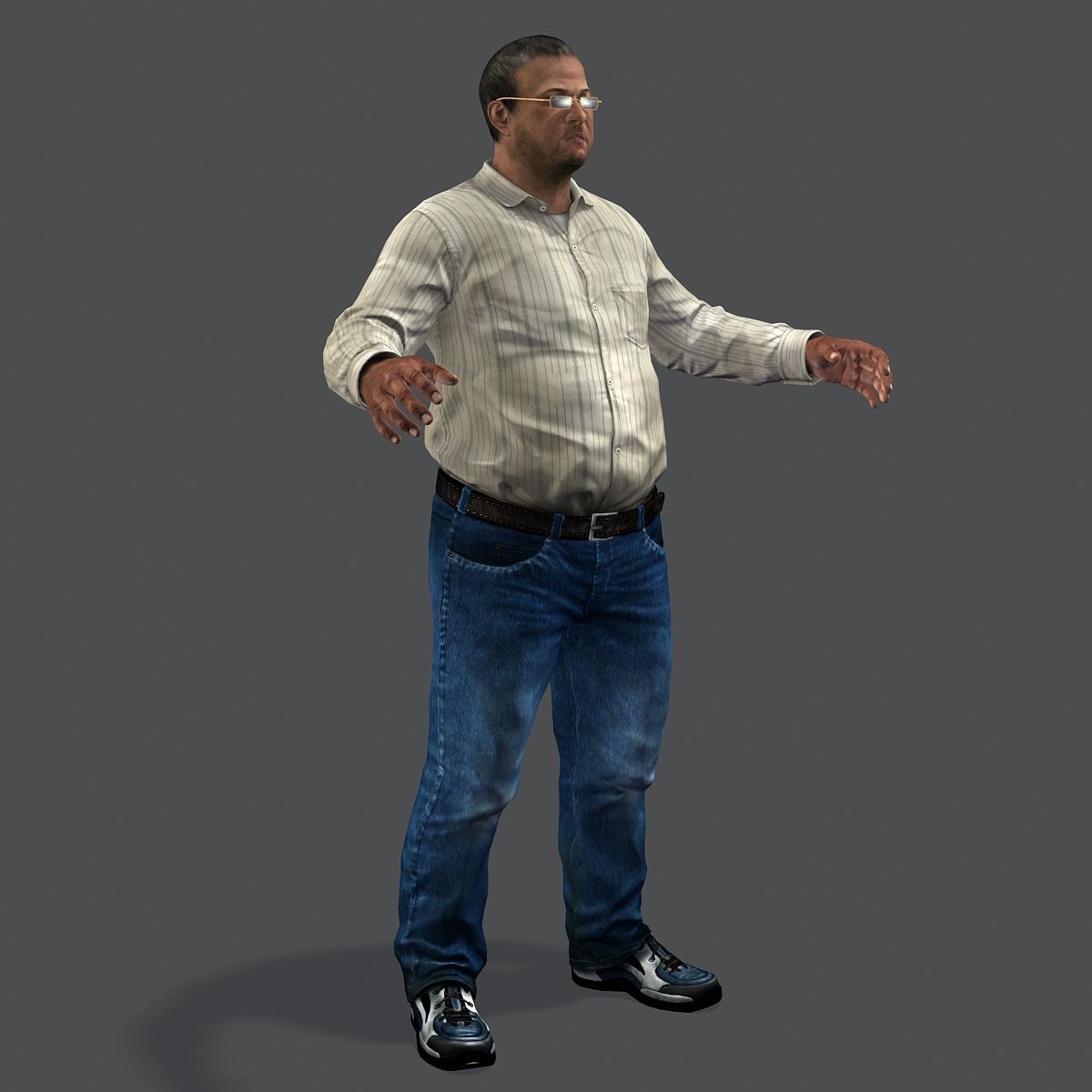 Realistic Man in Jeans and Shirt Low-poly 3D model_37