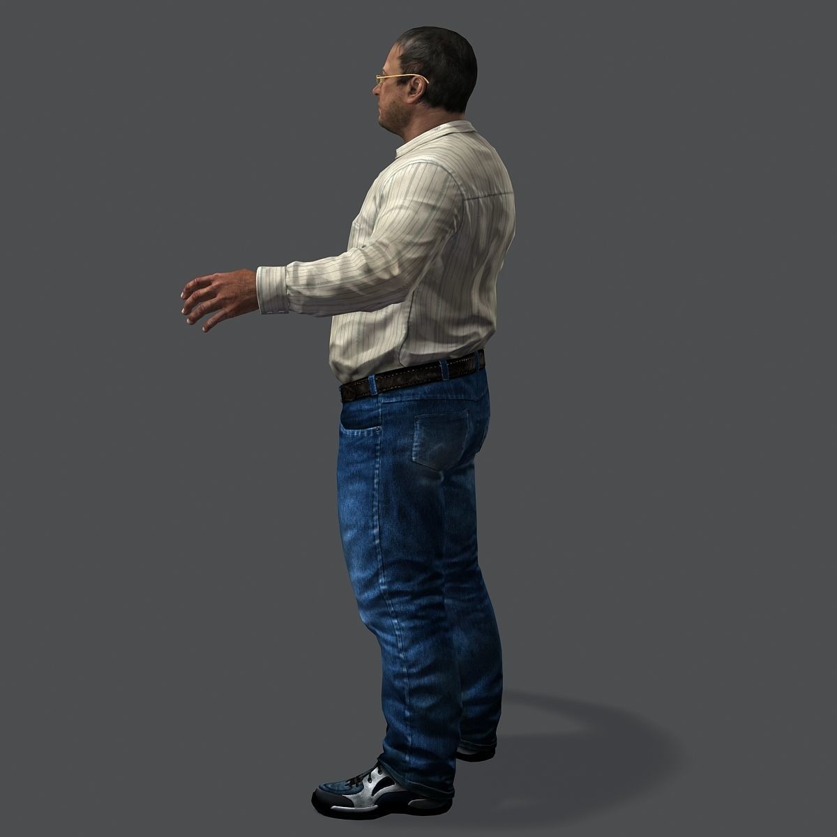 Realistic Man in Jeans and Shirt Low-poly 3D model_31