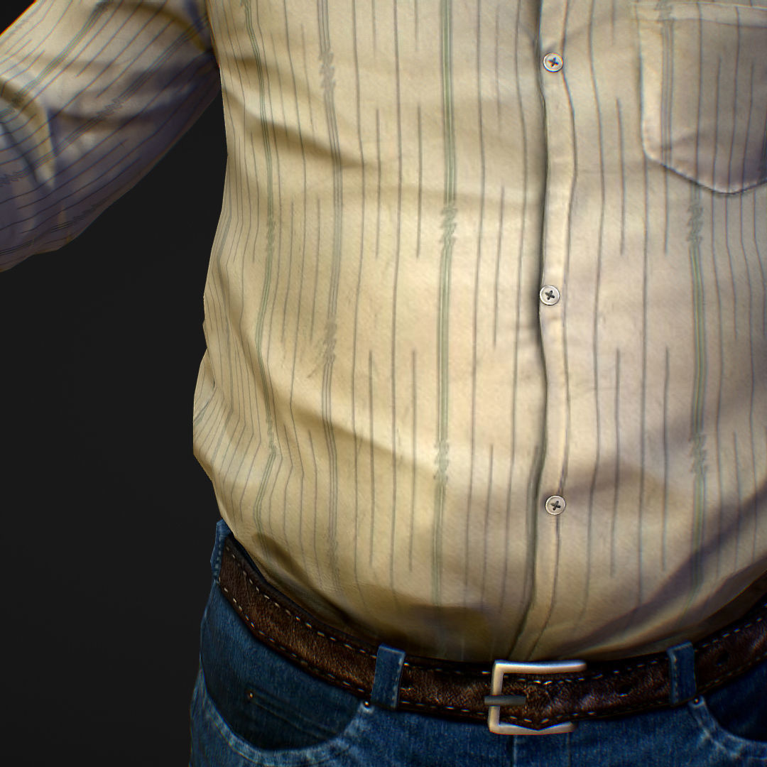 Realistic Man in Jeans and Shirt Low-poly 3D model_24