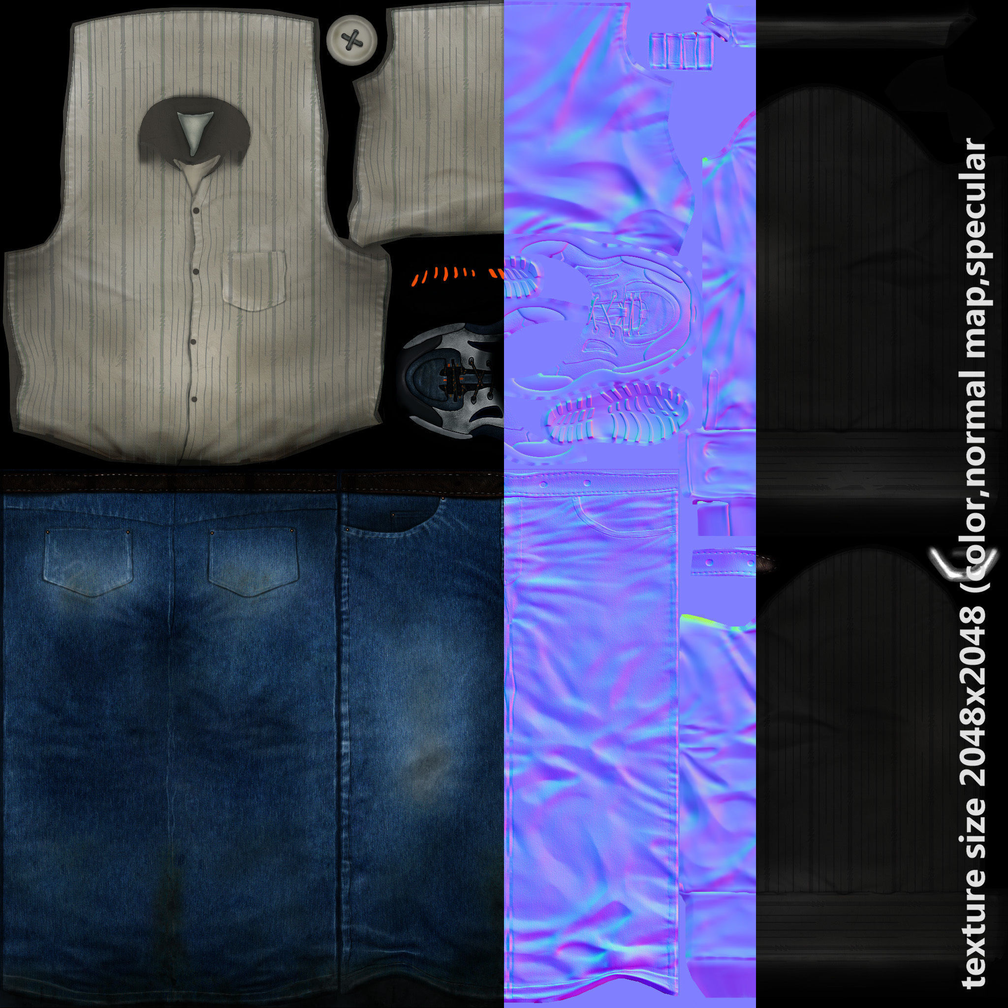 Realistic Man in Jeans and Shirt Low-poly 3D model_56