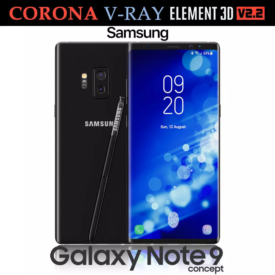 Samsung Galaxy Note 9 Black Concept 3D model