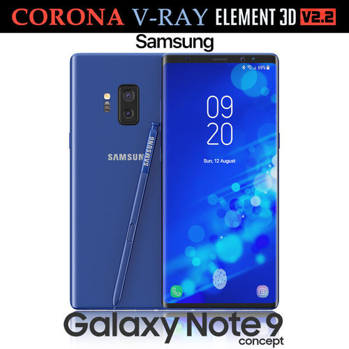 Samsung Galaxy Note 9 Blue Concept 3D model