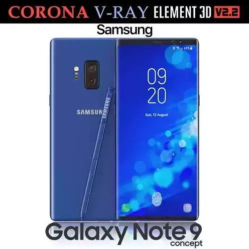 Samsung Galaxy Note 9 Blue Concept 3D model