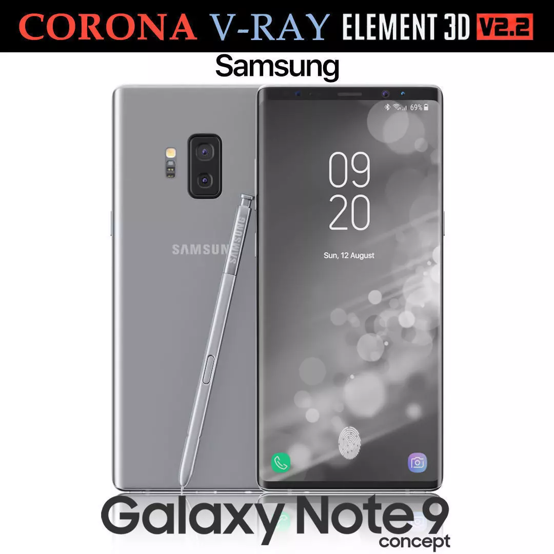 Samsung Galaxy Note 9 Gray Concept 3D model