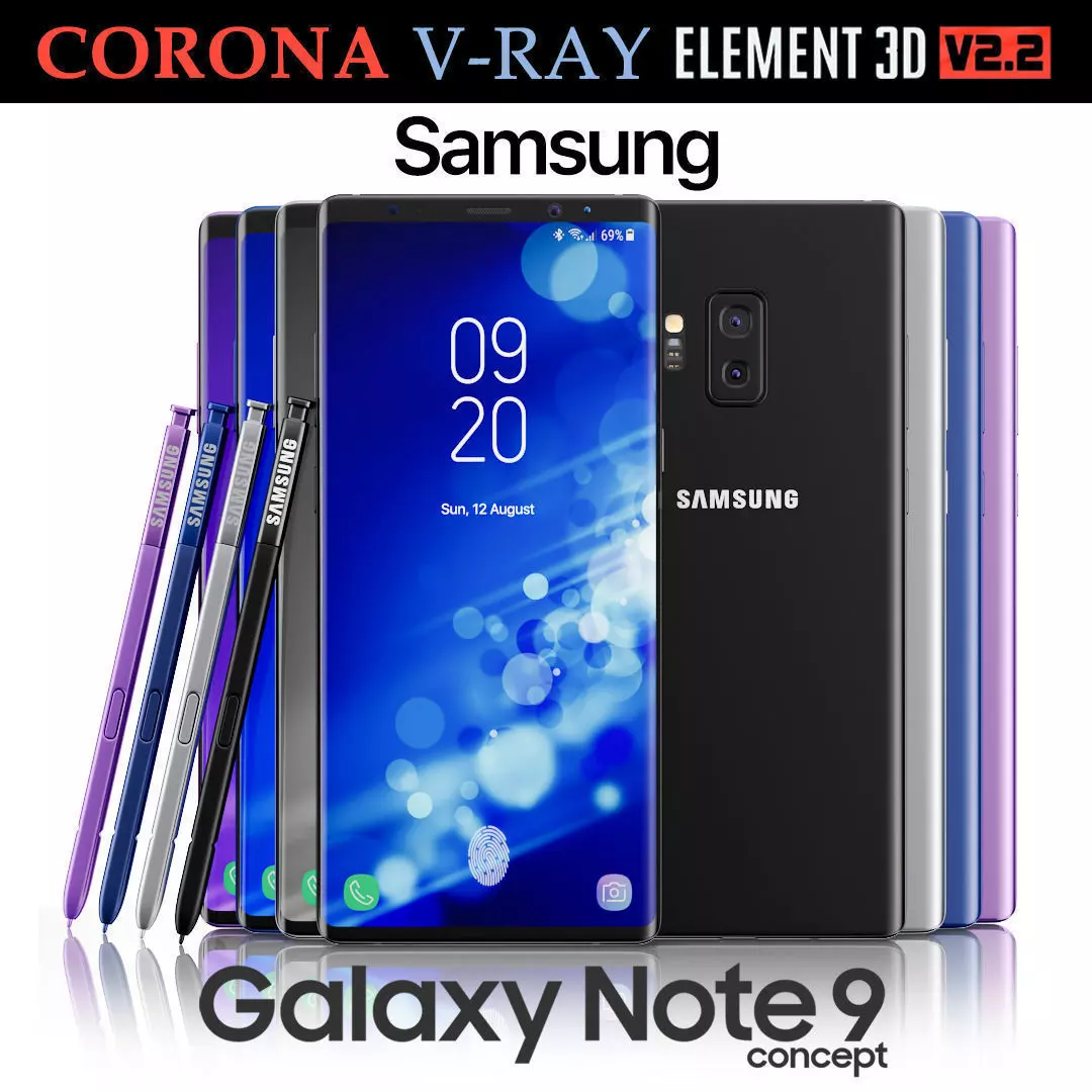 Samsung Galaxy Note 9 All colors Concept 3D model