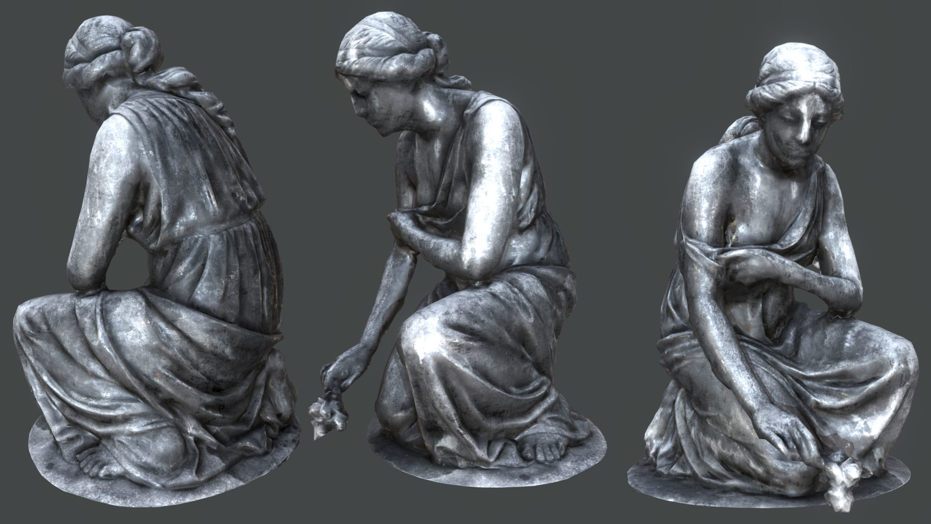 Statue of Grief PBR Low-poly 3D model_2