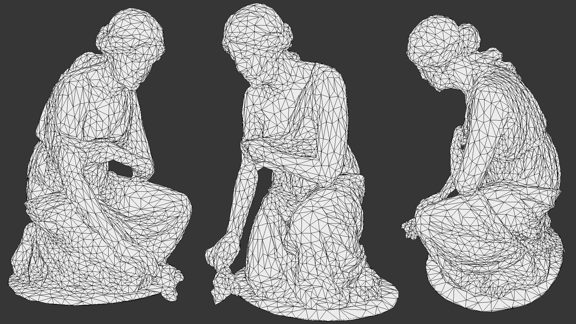 Statue of Grief PBR Low-poly 3D model_4