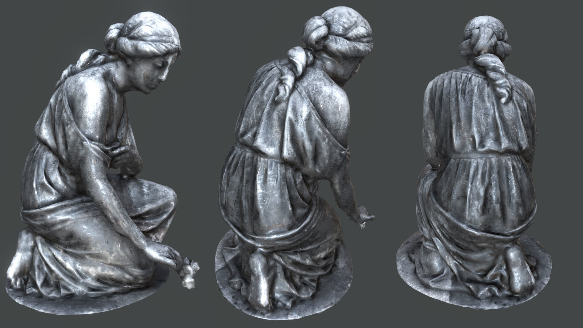 Statue of Grief PBR Low-poly 3D model_3
