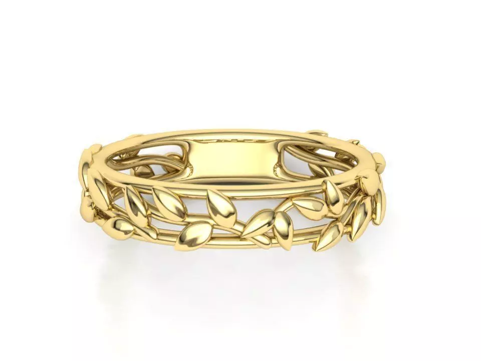 Band Ring  Leaves style Own design 3d model 0244 3D print model_0