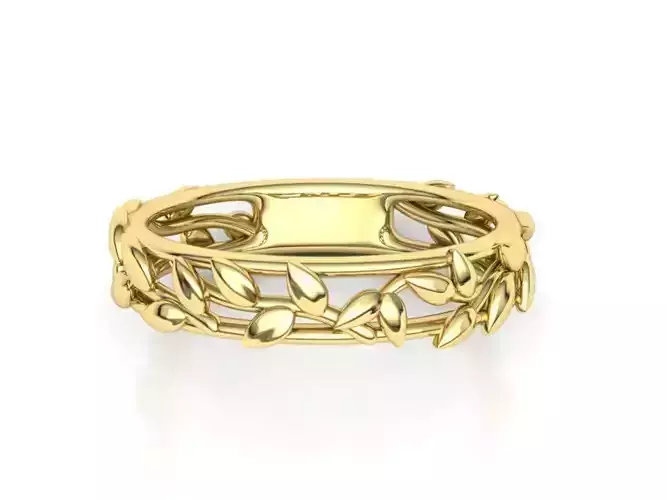 Band Ring  Leaves style Own design 3d model 0244