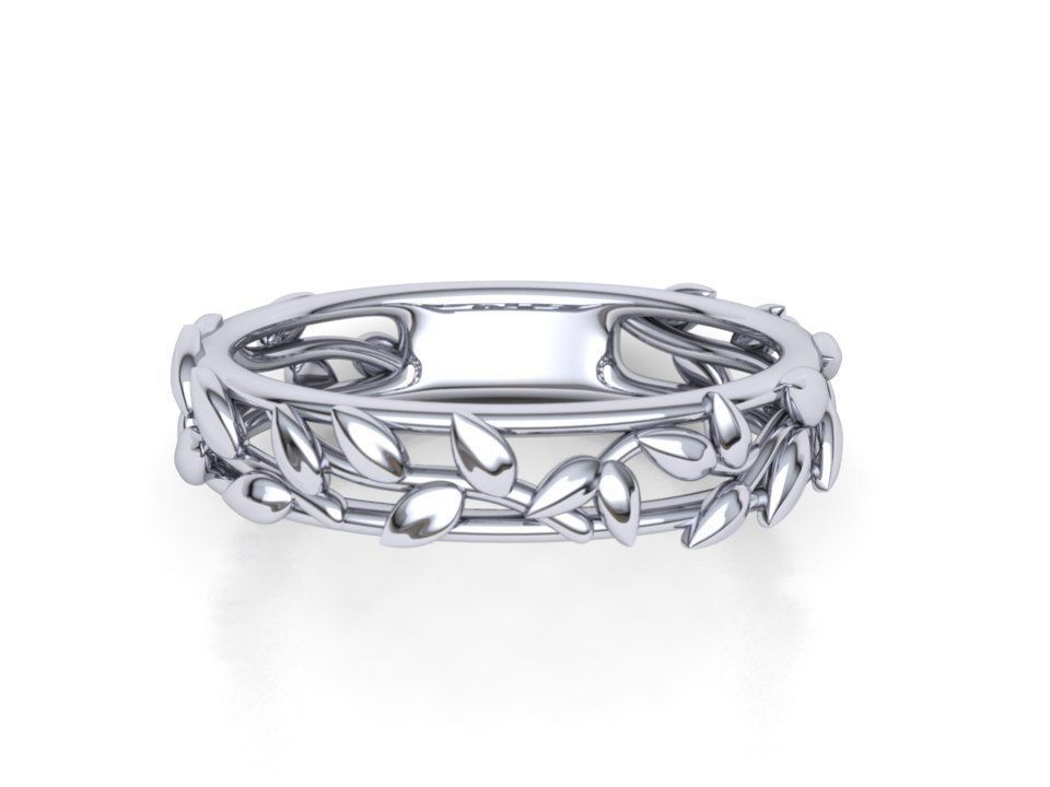 Band Ring  Leaves style Own design 3d model 0244 3D print model_2