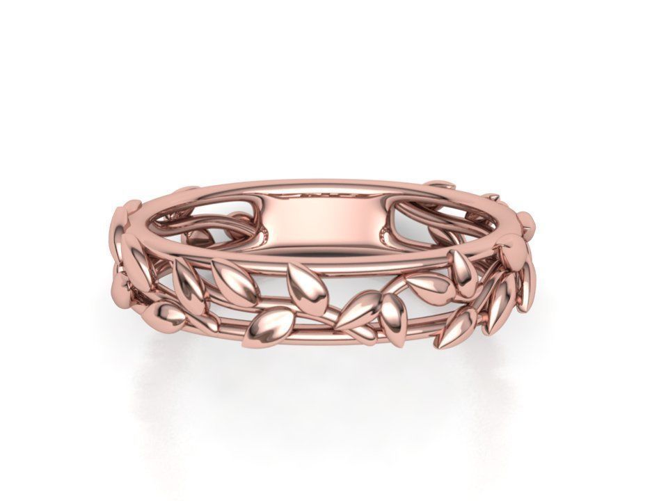 Band Ring  Leaves style Own design 3d model 0244 3D print model_1
