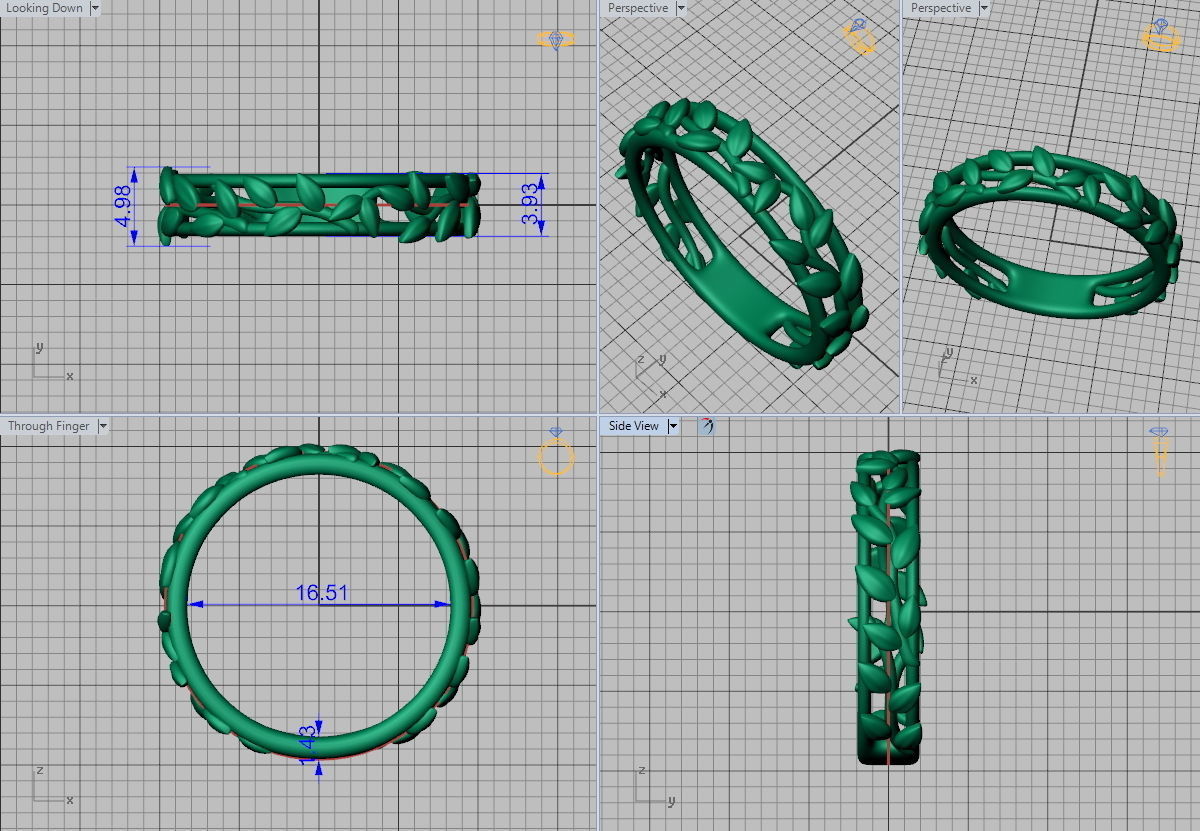 Band Ring  Leaves style Own design 3d model 0244 3D print model_3