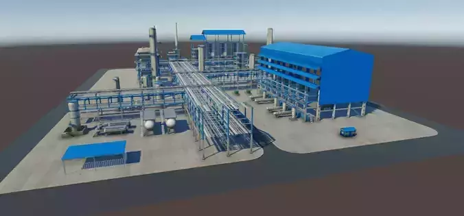 Refinery oil Low-poly 3D model