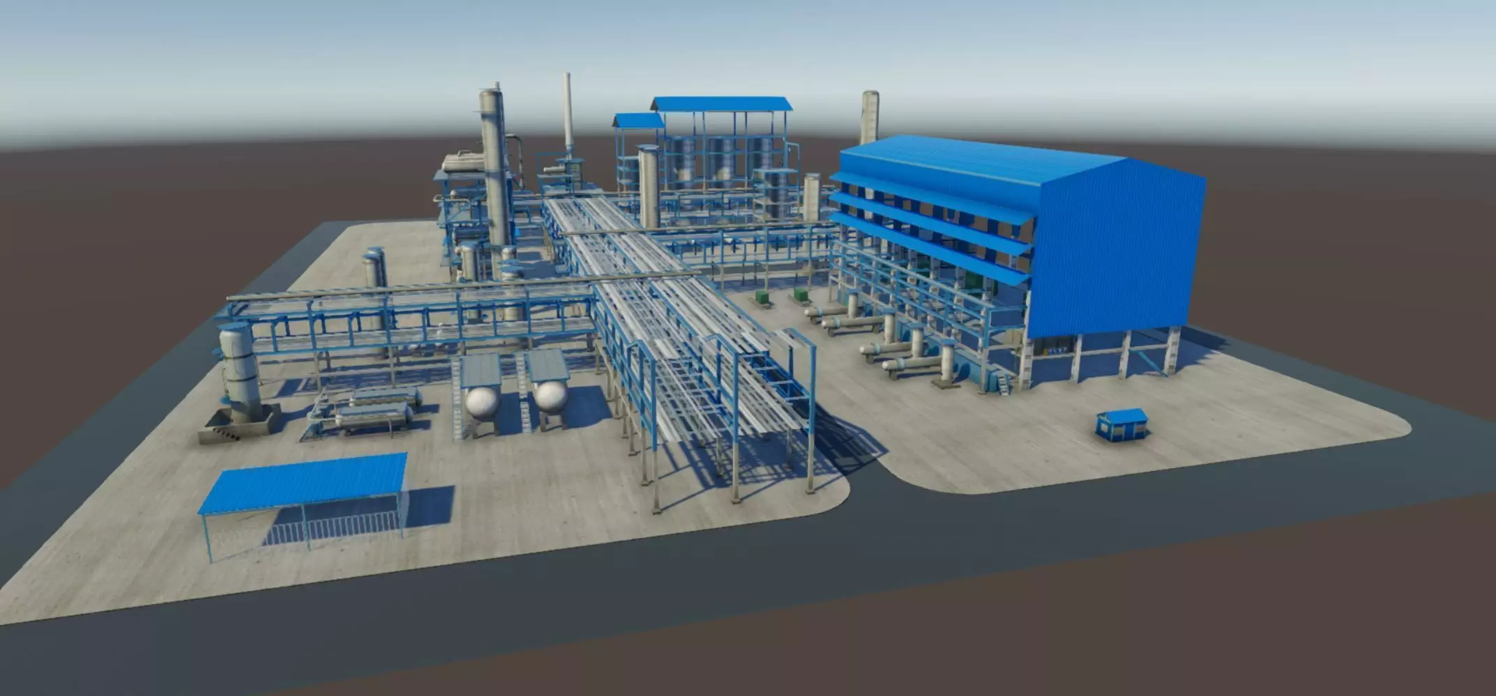 Refinery oil Low-poly 3D model_0