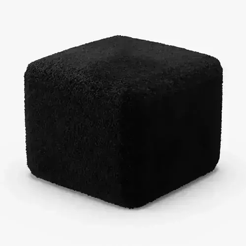 Black Curly Sheepskin Square Pouf 3D model Black Curly Sheepskin Square Pouf 3D model