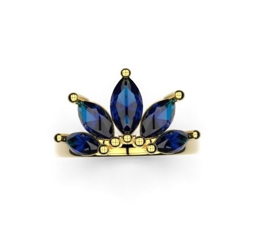 Crown ring with marquise 3D print model