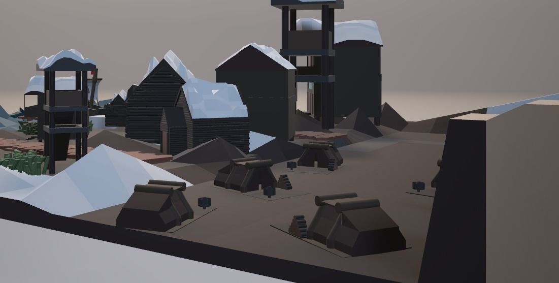 Low-Poly Village castle Free low-poly 3D model_4