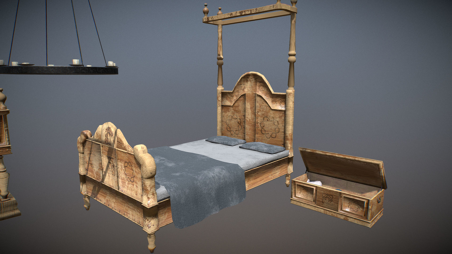 Medieval Bedroom Asset Pack Low-poly 3D model_3