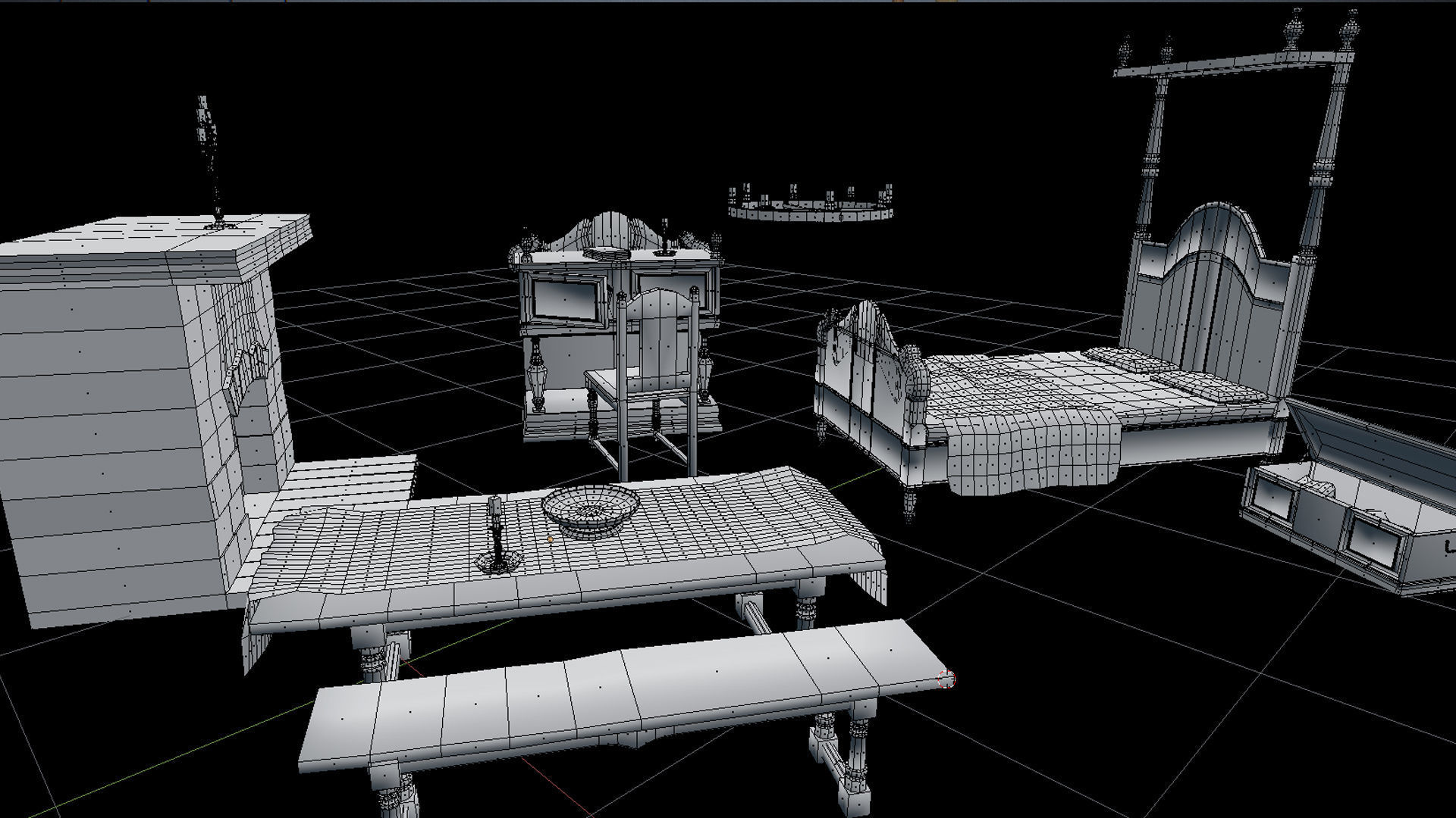 Medieval Bedroom Asset Pack Low-poly 3D model_6