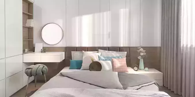 Simple White Wood Modern Master Bedroom scene
