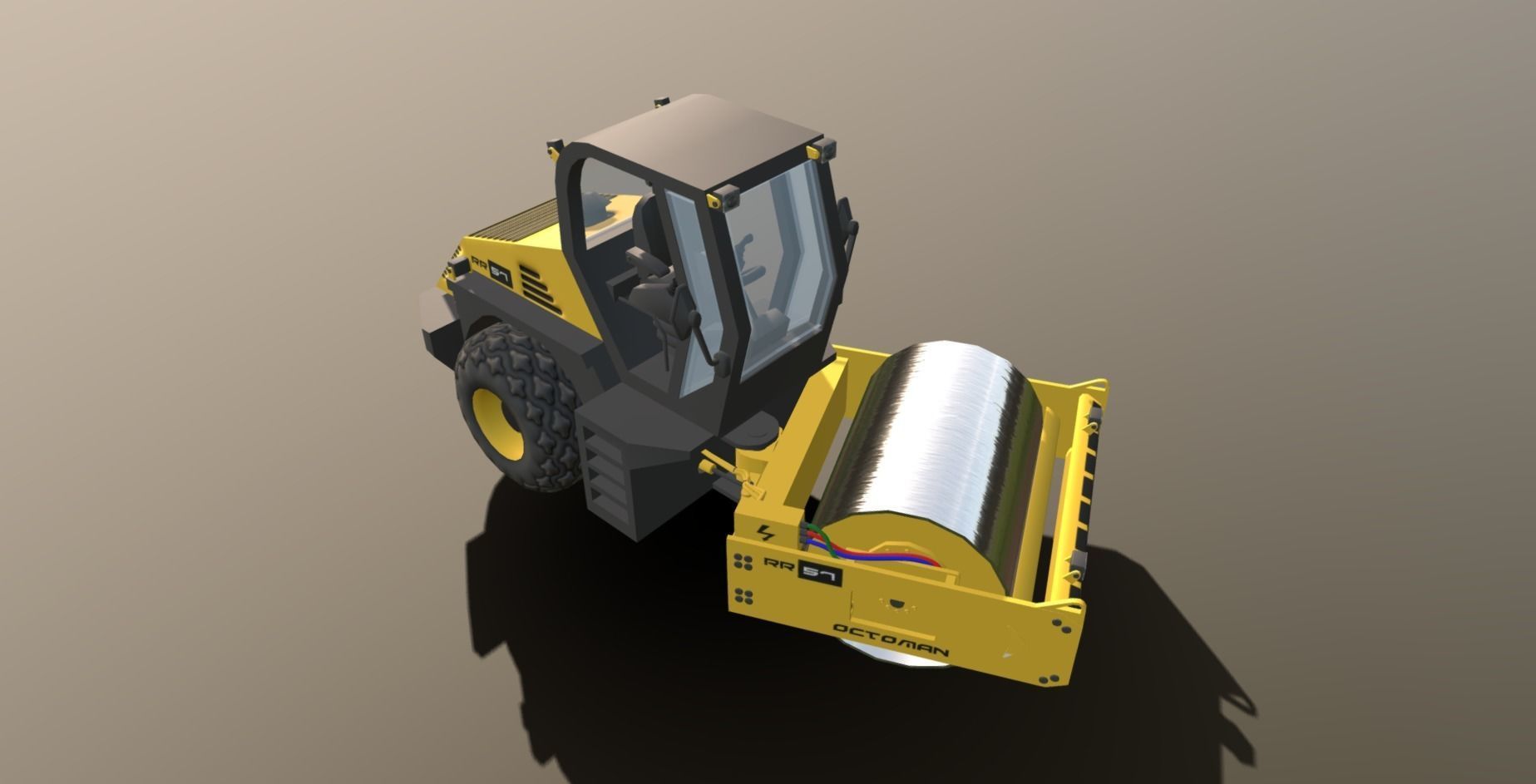 Road Roller - RR57 Low-poly 3D model_3