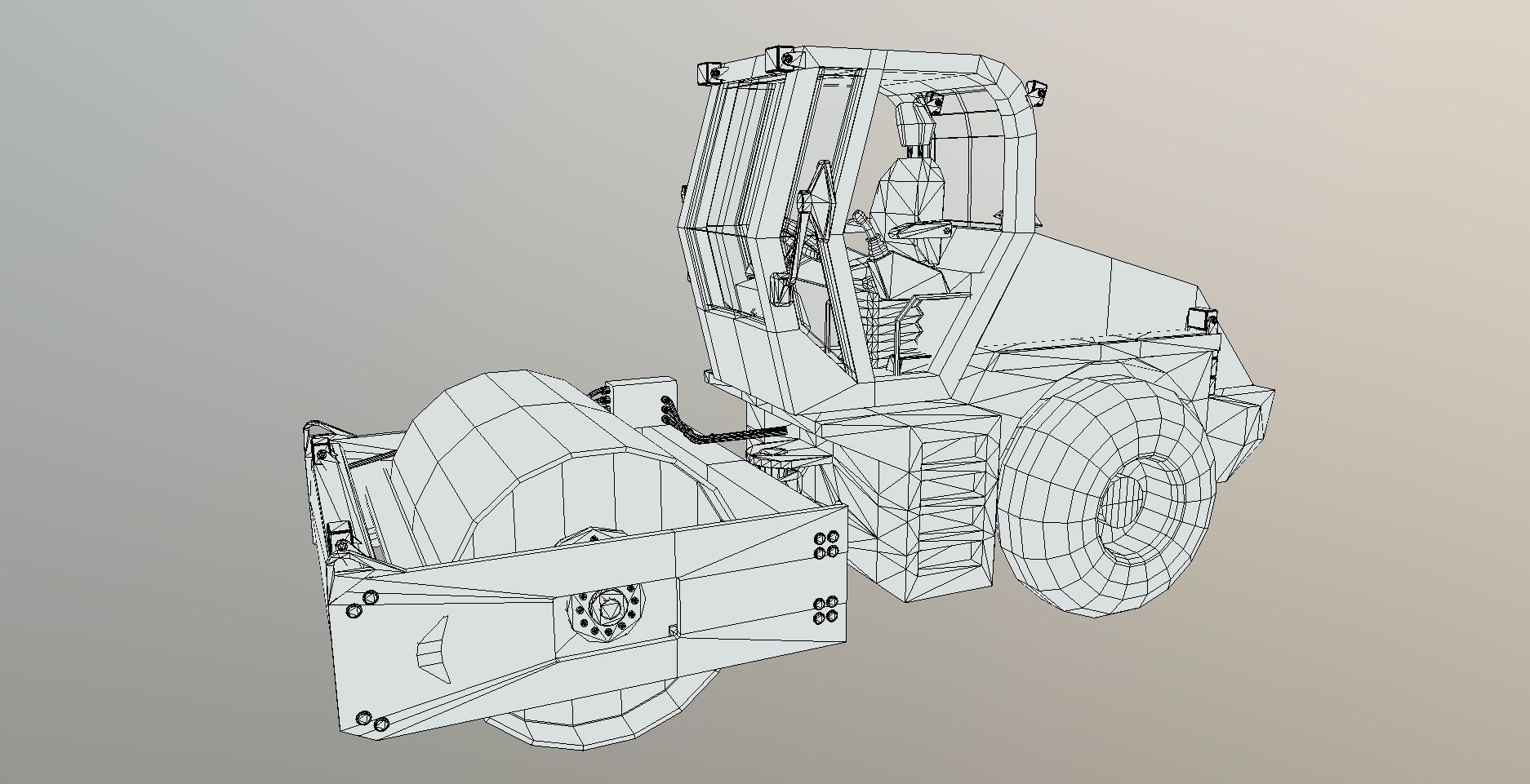 Road Roller - RR57 Low-poly 3D model_11