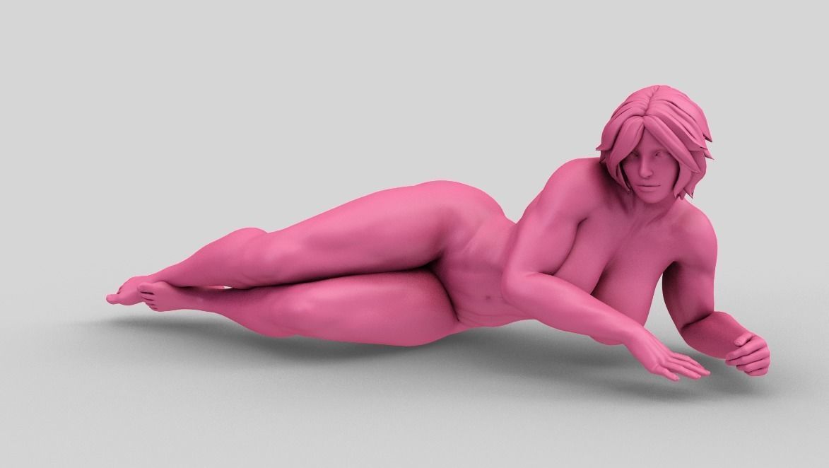 Woman Lie Down  3D print model_1