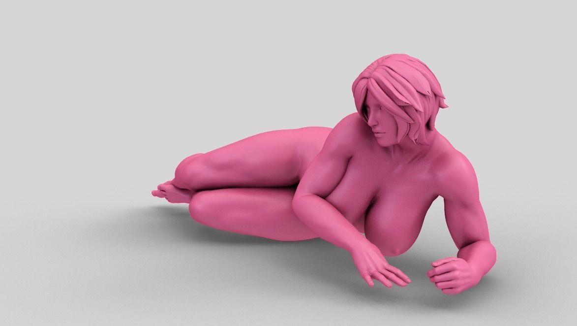 Woman Lie Down  3D print model_2