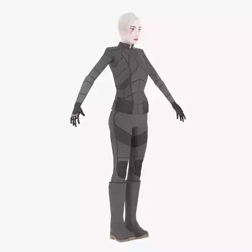 Sci-Fi Female Character in black  Low-poly 3D model