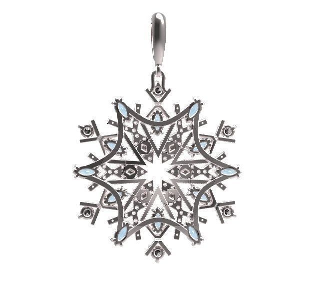 Gold pendant Snowflake 3D print model_5