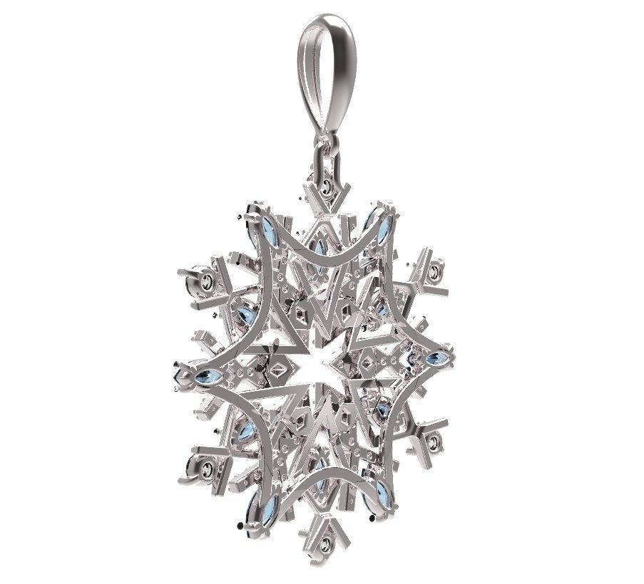 Gold pendant Snowflake 3D print model_4