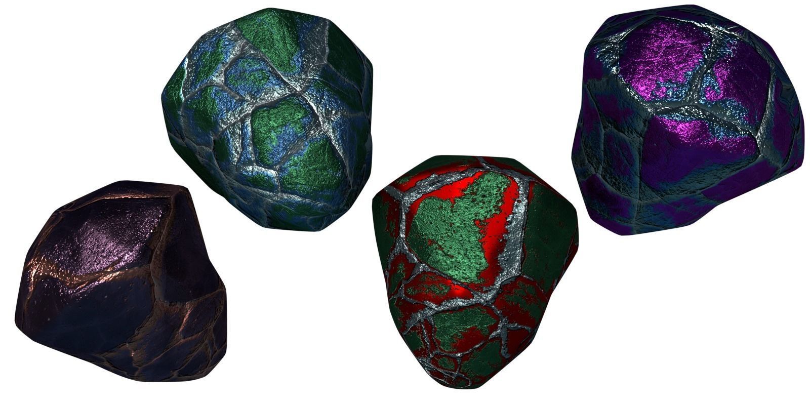 Gem Stone Rocks Rare Ore Fantasy Medieval Material Mine PBR Low-poly 3D model_4