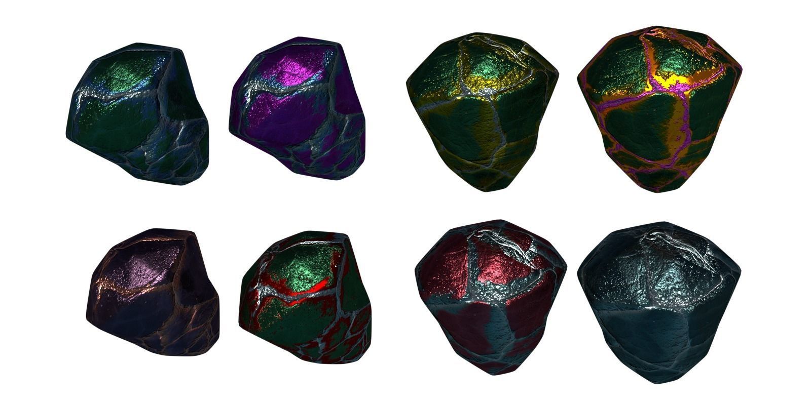 Gem Stone Rocks Rare Ore Fantasy Medieval Material Mine PBR Low-poly 3D model_3