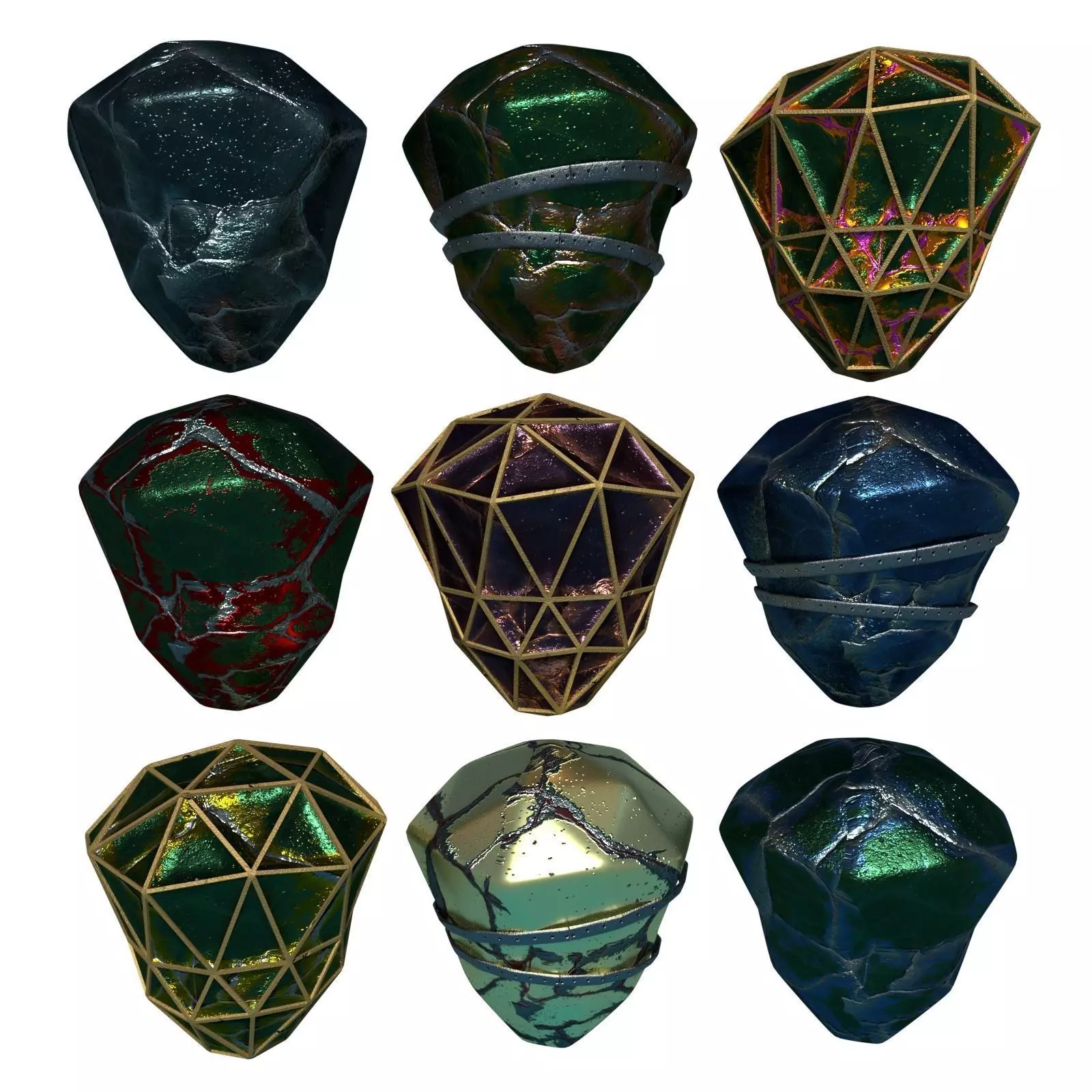 Gem Stone Rocks Rare Ore Fantasy Medieval Material Mine PBR Low-poly 3D model_0