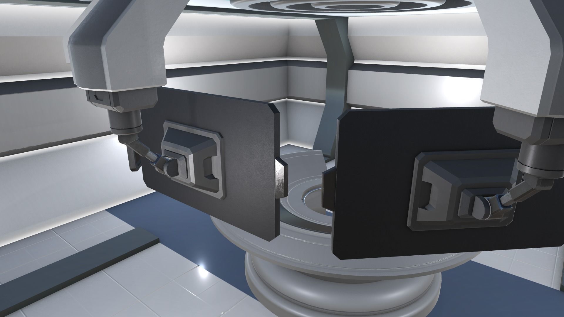 VR Ready Play Space - Multi Screen Desk Room Low-poly 3D model_6