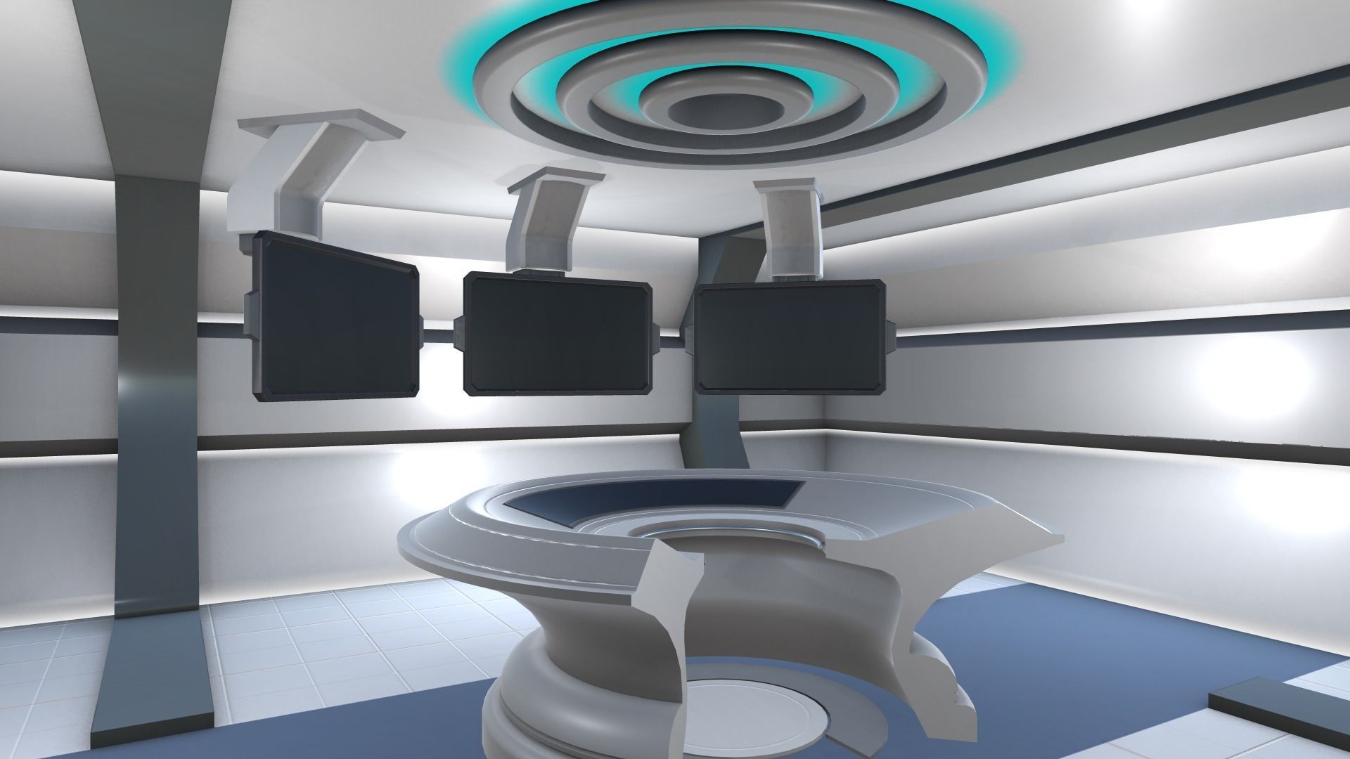 VR Ready Play Space - Multi Screen Desk Room Low-poly 3D model_2