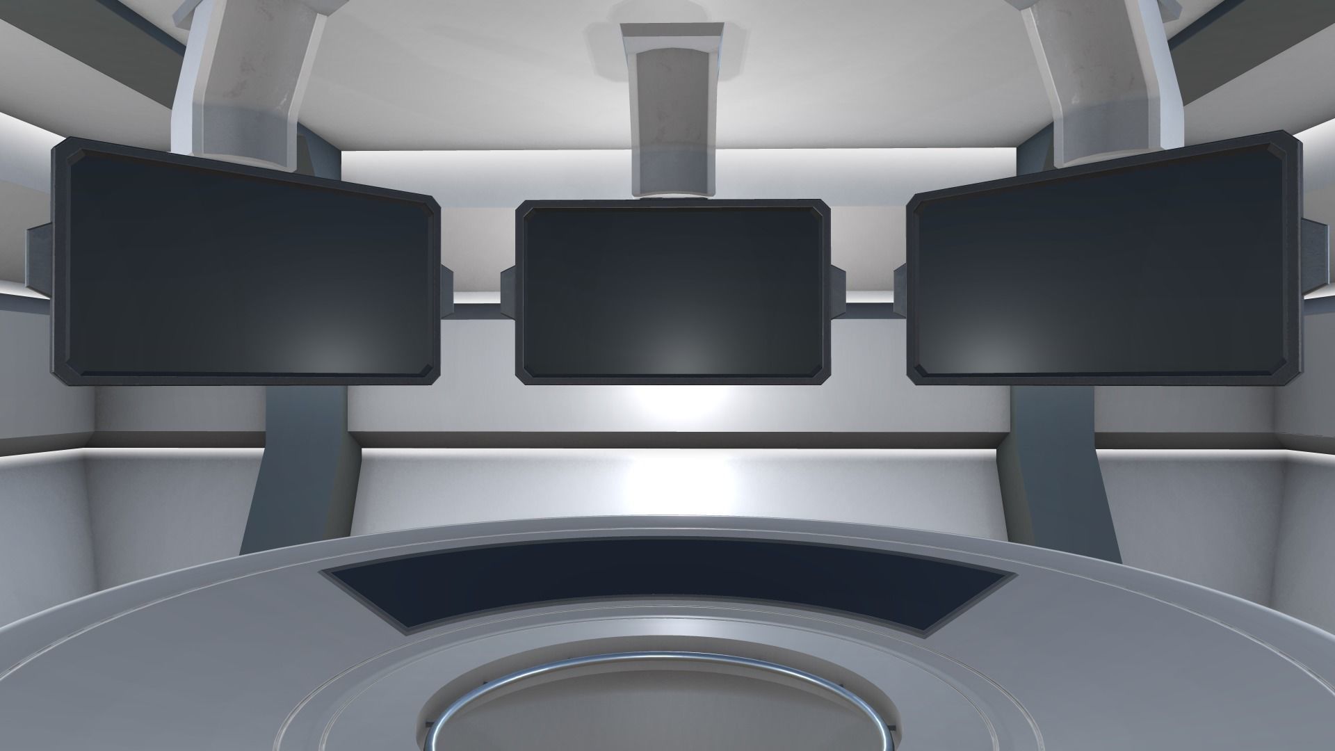 VR Ready Play Space - Multi Screen Desk Room Low-poly 3D model_1