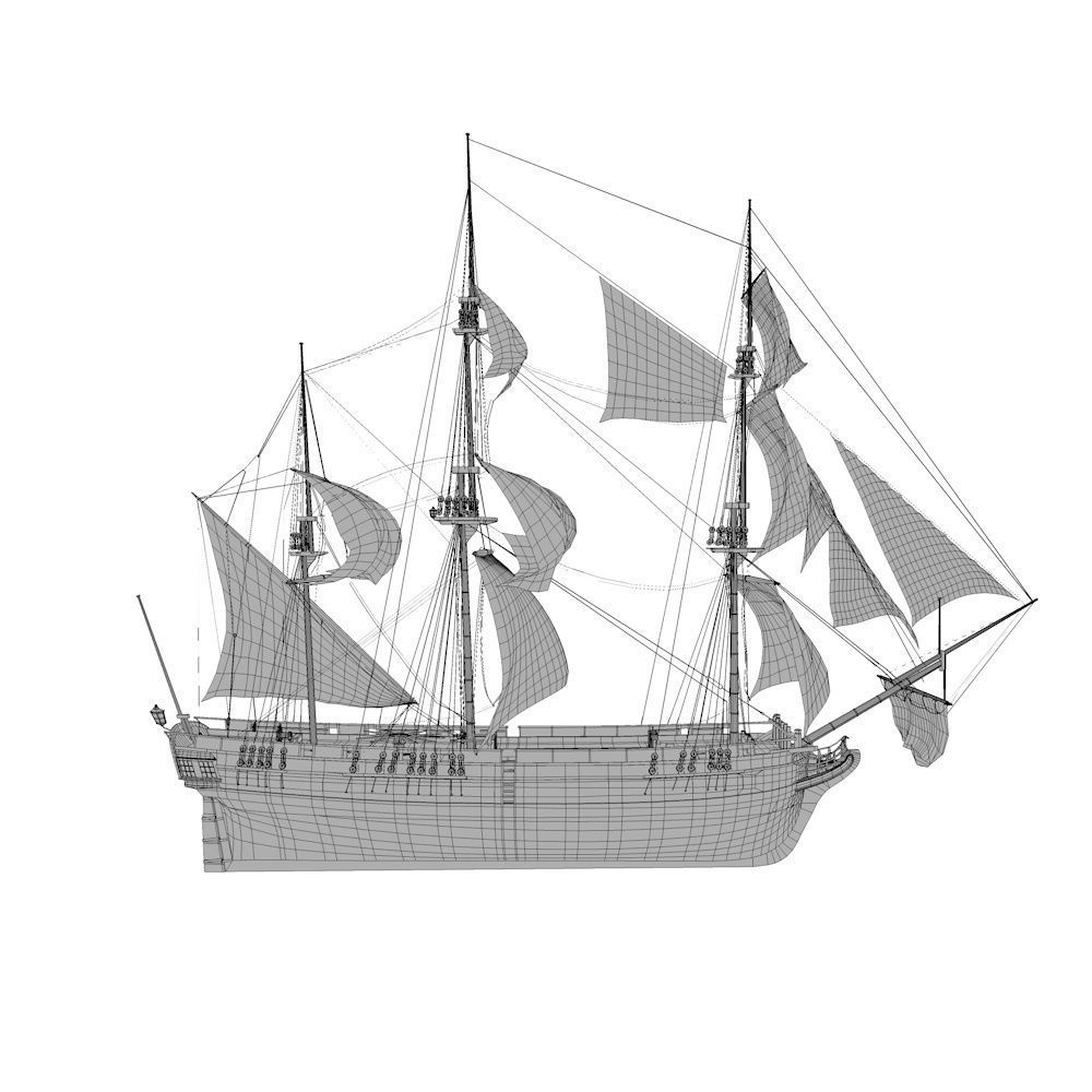 HMS Bounty Low-poly 3D model_25