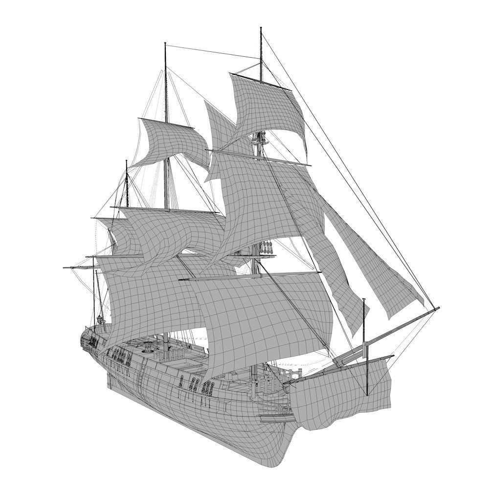 HMS Bounty Low-poly 3D model_27