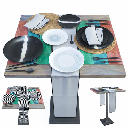 Table set Barkowski Free 3D model