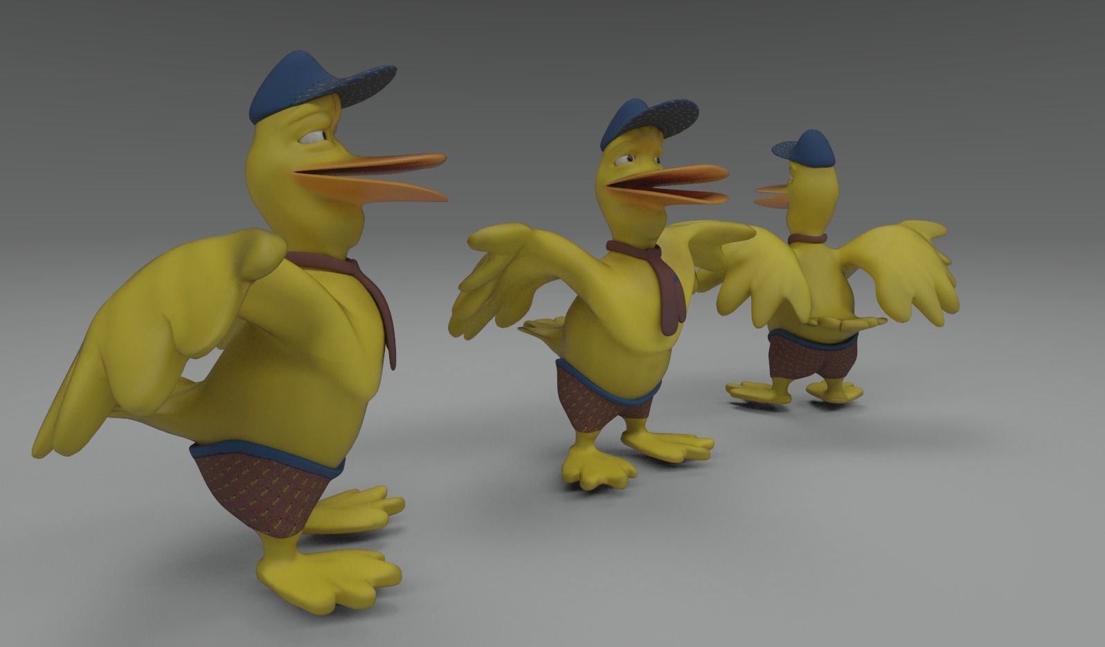 Ducky the Duck Cartoon Model Low-poly 3D model_3