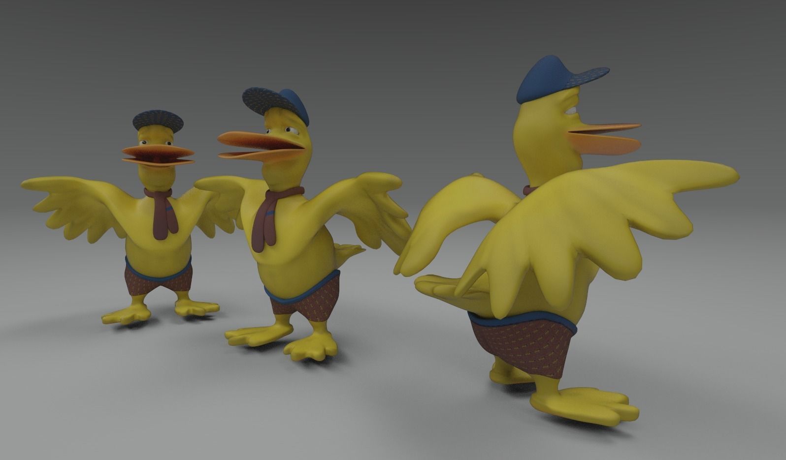 Ducky the Duck Cartoon Model Low-poly 3D model_2
