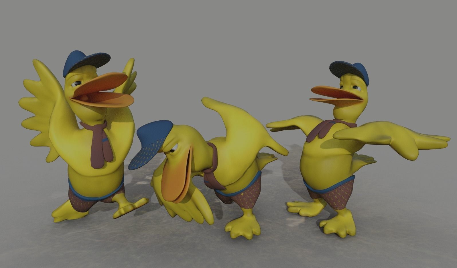 Ducky the Duck Cartoon Model Low-poly 3D model_1